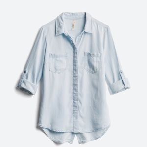 Liverpool Sandy Chambray Button Down Top
